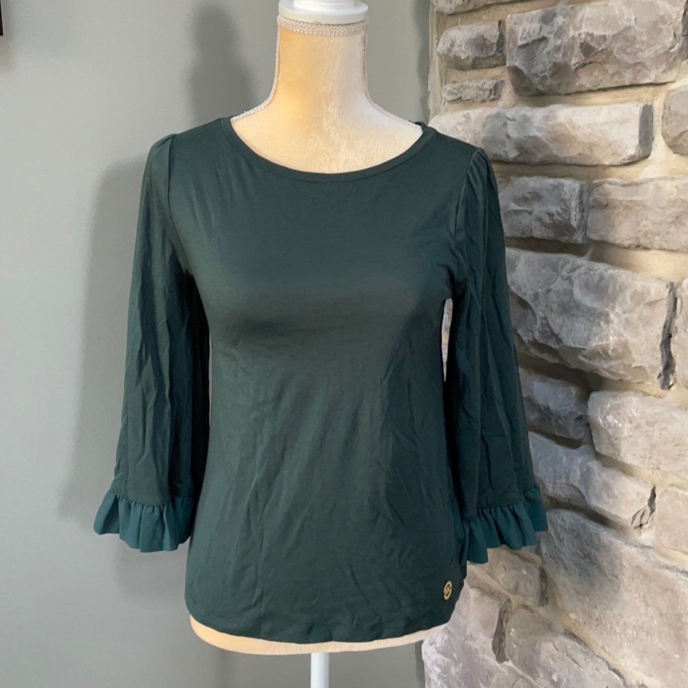 Michael Kors dark green bell sleeve top